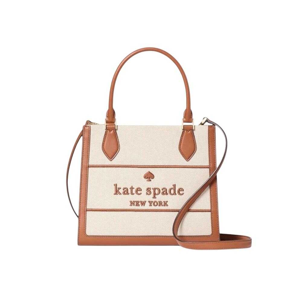 Kate Spade Ellie Canvas Tote Crossbody Cream Tan Logo Bag NWT